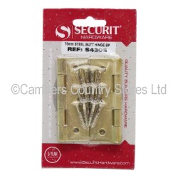 Securit Butt Hinges Brass Plated 75mm 2 Pack